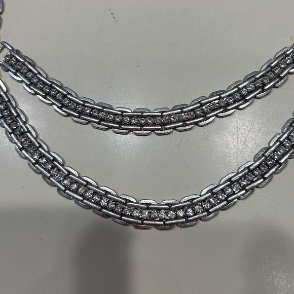 Set JCrew Necklace and Bracelet Beautiful JCrew Silver-Toned with Rhinestones - Picture 1 of 6
